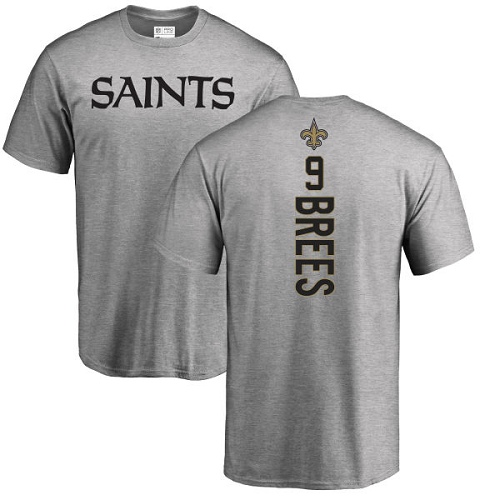 Men New Orleans Saints Ash Drew Brees Backer NFL Football #9 T Shirt